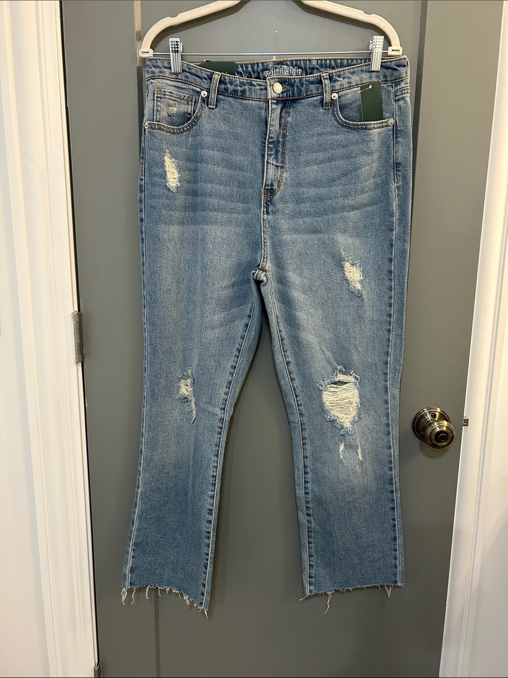 wild fable Light Blue Distressed High-Rise Kick Flare womenβs size 12